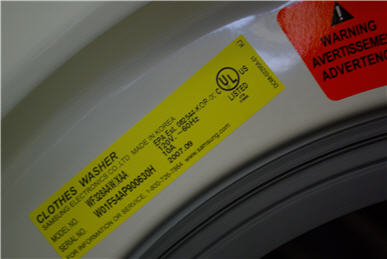 Washer's Serial Number Location